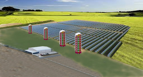 Rendering of 20 MW Flooid Power Center: Continuous, affordable renewable energy—enough for over 16,000 average US homes.
